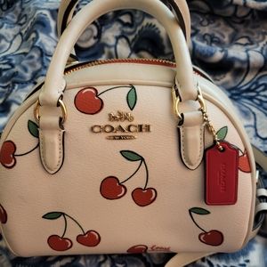 Coach 2023 Valentine's day Sydney Satchel With Heart Cherry Print